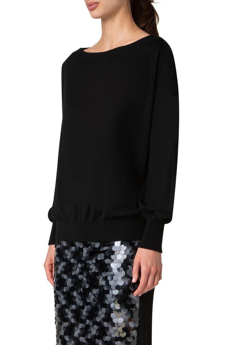 Akris punto Oversize Boat Neck Virgin Wool Sweater, Alternate, color,
