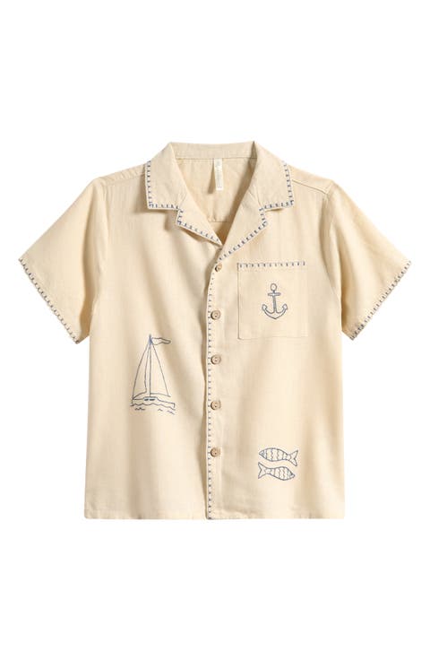 Kids' Embroidered Sailor Camp Shirt (Toddler & Little Kid)