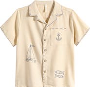 Rylee + Cru Kids' Embroidered Sailor Camp Shirt