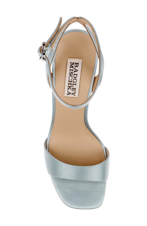 Badgley Mischka Collection Caia Ankle Strap Platform Sandal In Mist Blue Satin