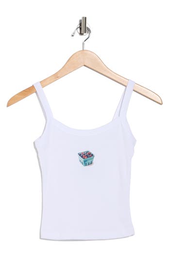Hi Res Berry Basket Cotton Graphic Tank In White