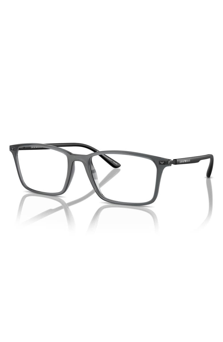 Emporio Armani 55mm Rectangle Optical Glasses, Alternate, color, Shiny Black / Demo Lens