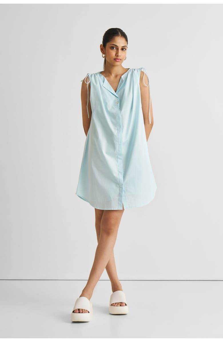 Reistor Shirt dress with Shoulder Tie Details, Alternate, color, Summer Blue