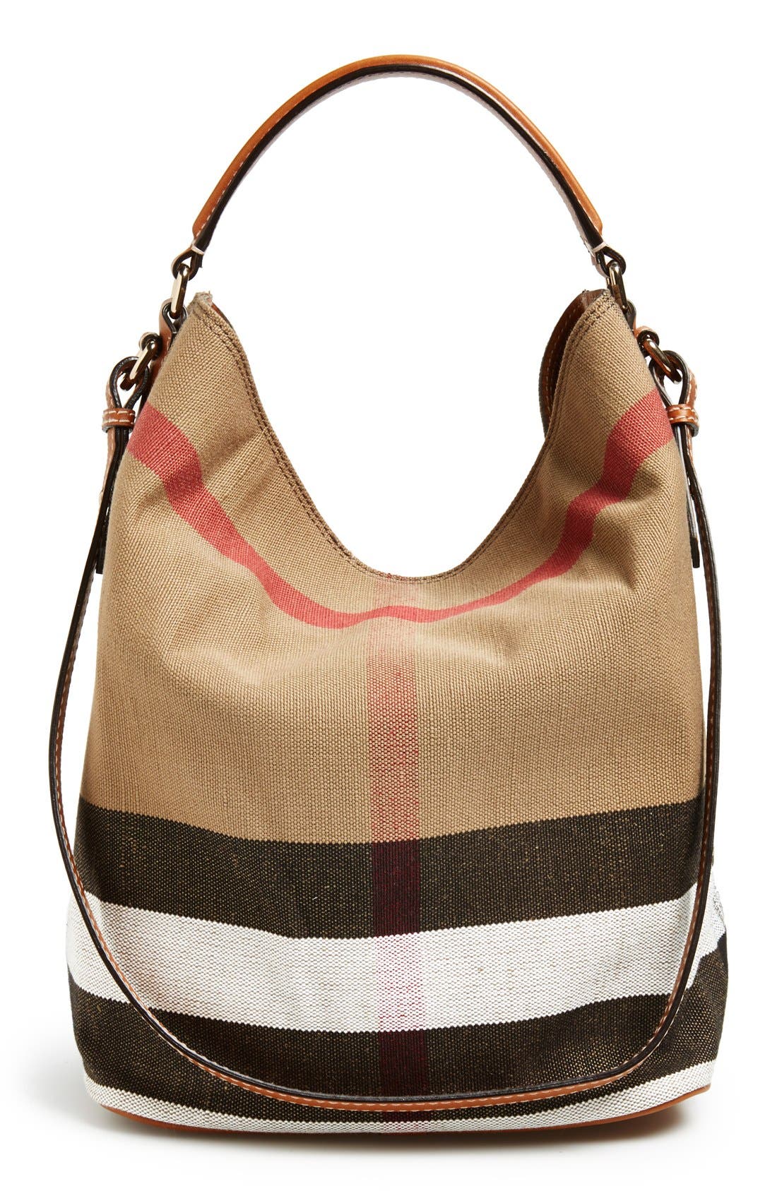 Burberry Medium Ashby Check Print Bucket Bag, Alternate, color, 