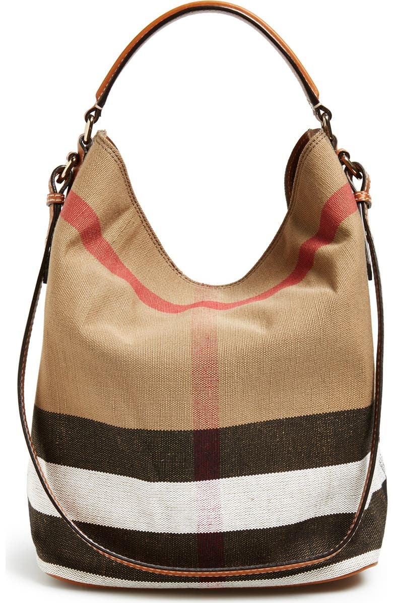 Burberry Medium Ashby Check Print Bucket Bag, Alternate, color,