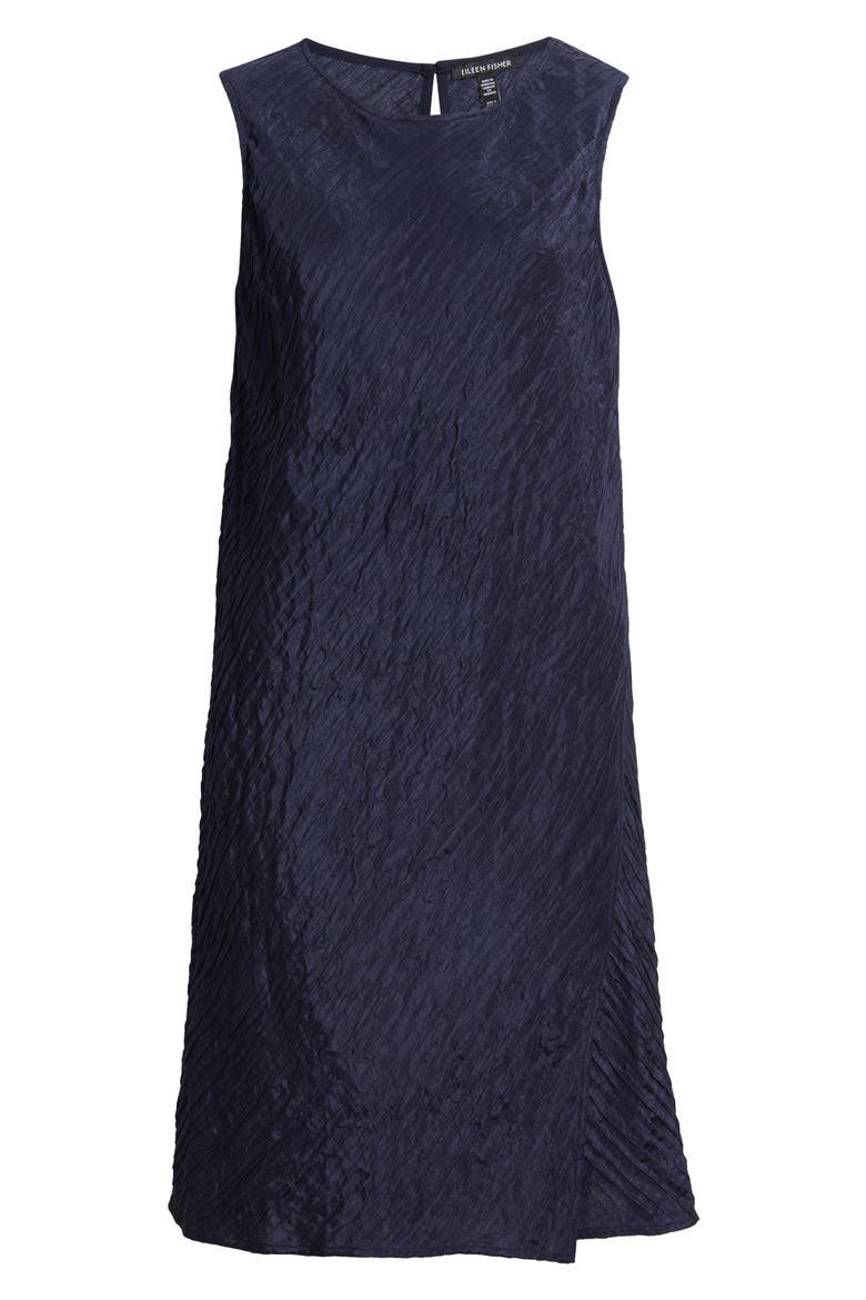 Jewel Neck Silk Dress, Alternate, color, INK