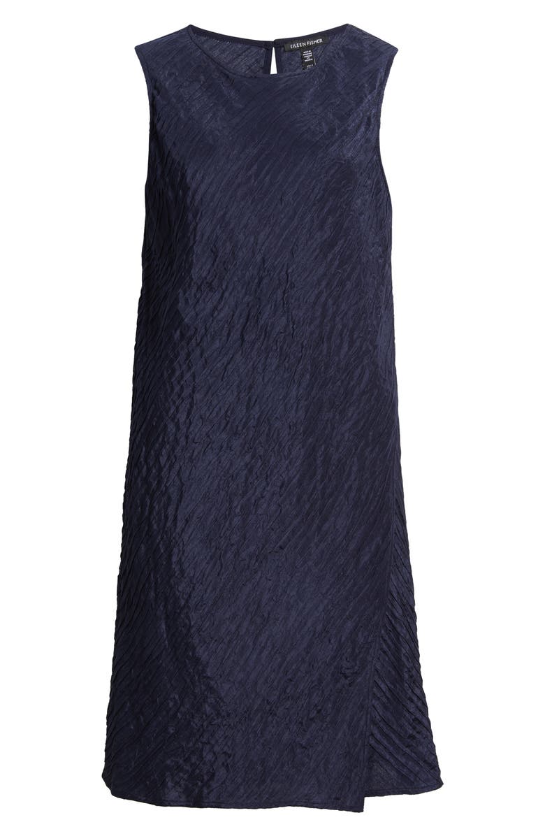 Eileen Fisher Jewel Neck Silk Dress, Main, color, Ink