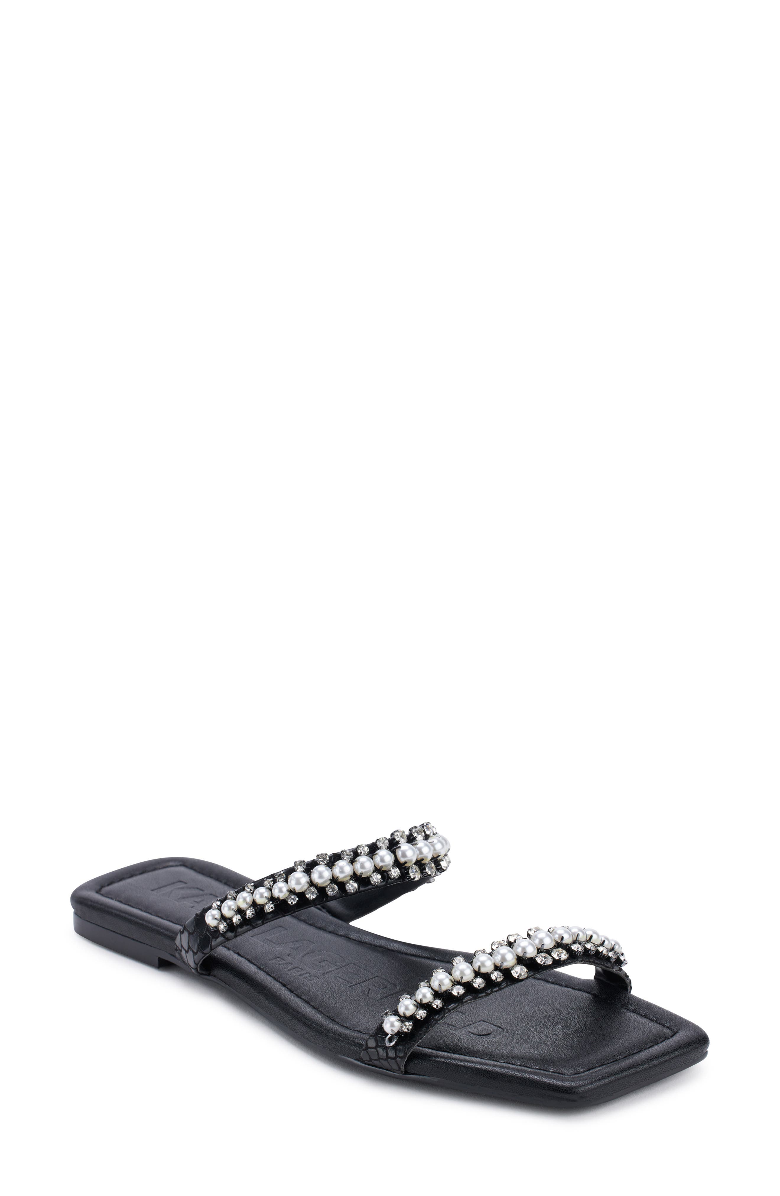 KARL LAGERFELD PARIS Payzlee Rhinestone Slide Sandal, Main, color, 