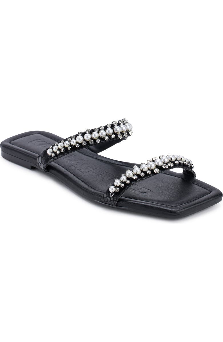 KARL LAGERFELD PARIS Payzlee Rhinestone Slide Sandal, Main, color,