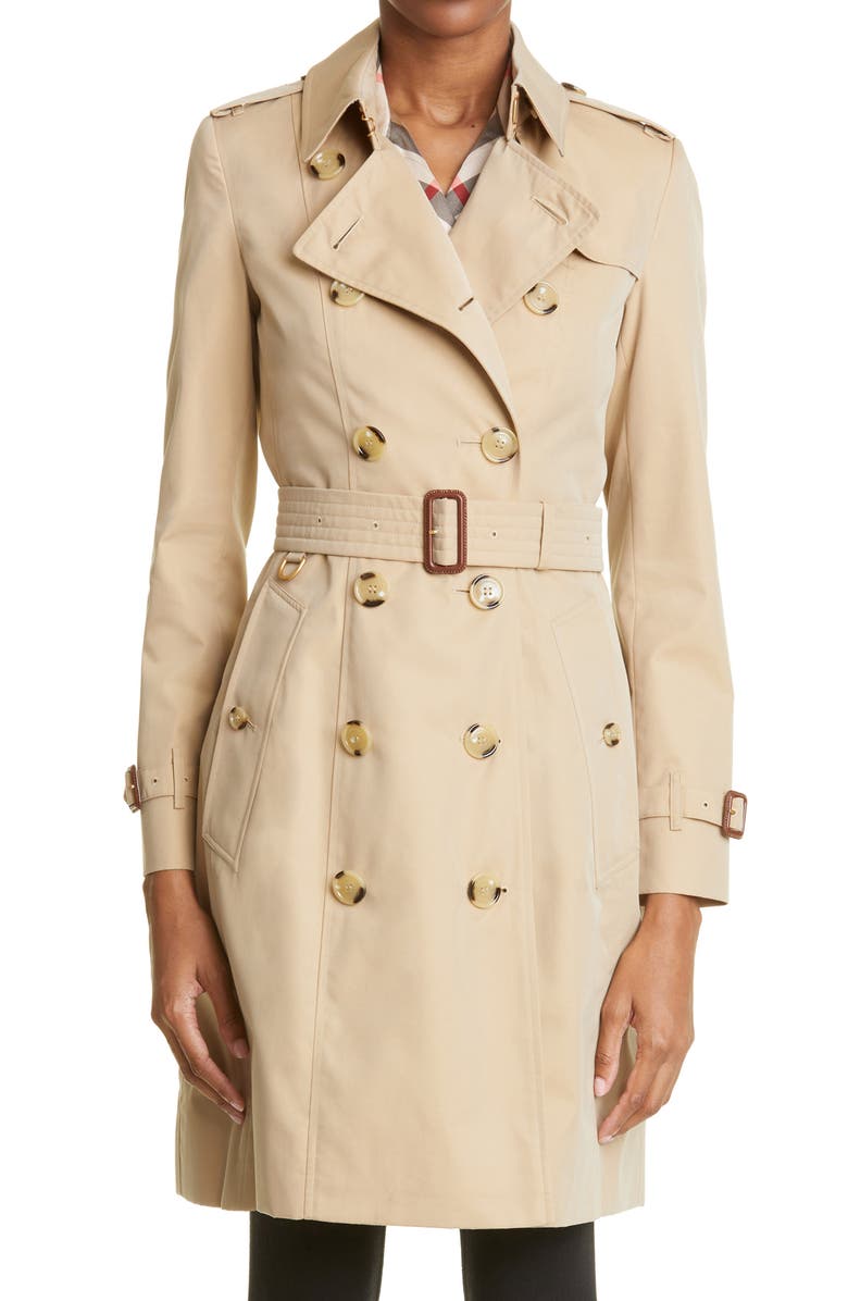 Burberry Slim Fit Heritage Chelsea Trench Coat, Main, color, Honey