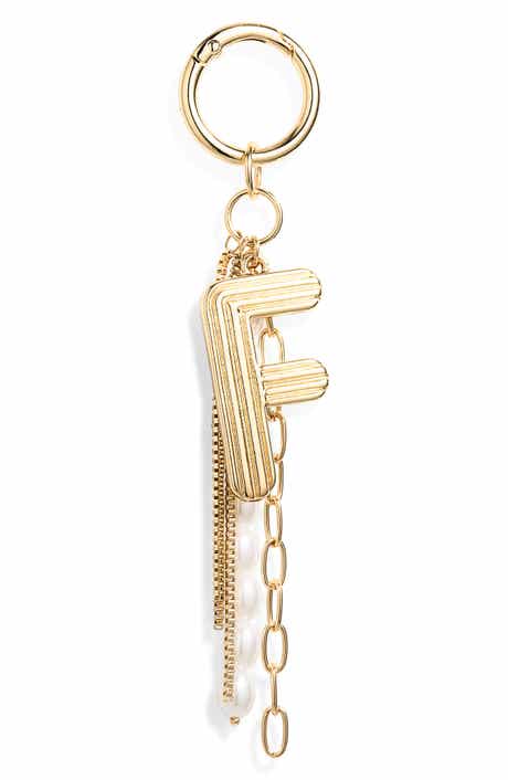 Initial Faux Pearl Bag Charm