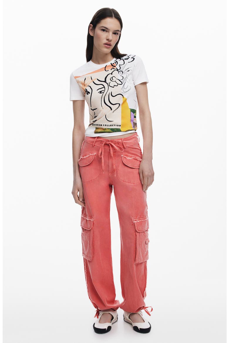 Fluid Cotton Blend Cargo Pants, Alternate, color, PINK