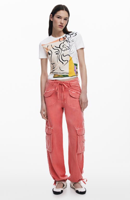 Desigual Fluid Cotton Blend Cargo Pants In Pink