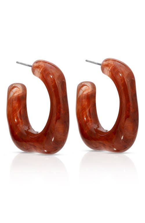 Ettika Resin Square Hoop Earrings In Brown