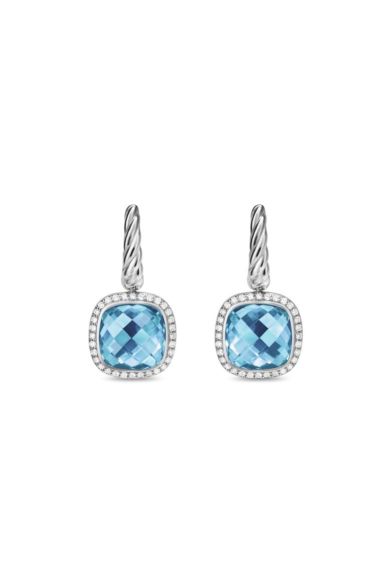 Albion® Drop Earrings in Sterling Silver with Blue Topaz & Diamonds, 10mm, Main, color, BLUE TOPAZ