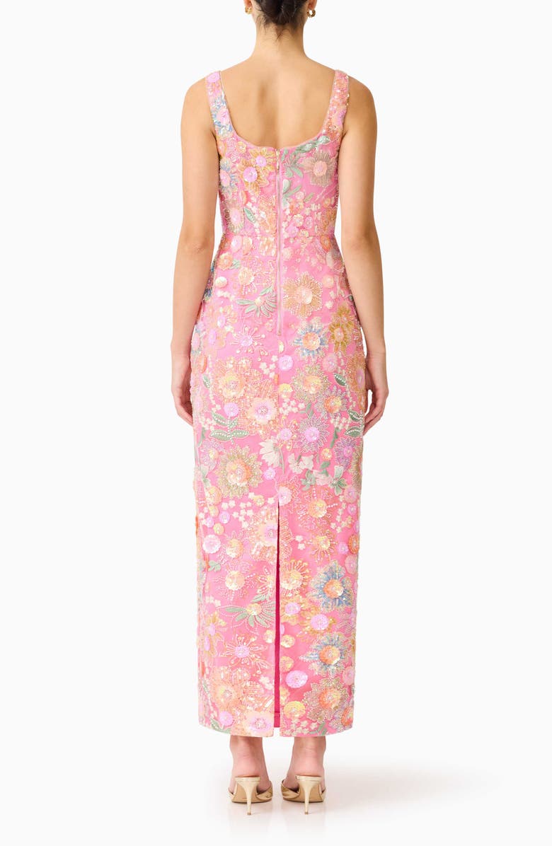 Elliatt Nathalie Sequin Floral Column Gown, Alternate, color, Pink Floral