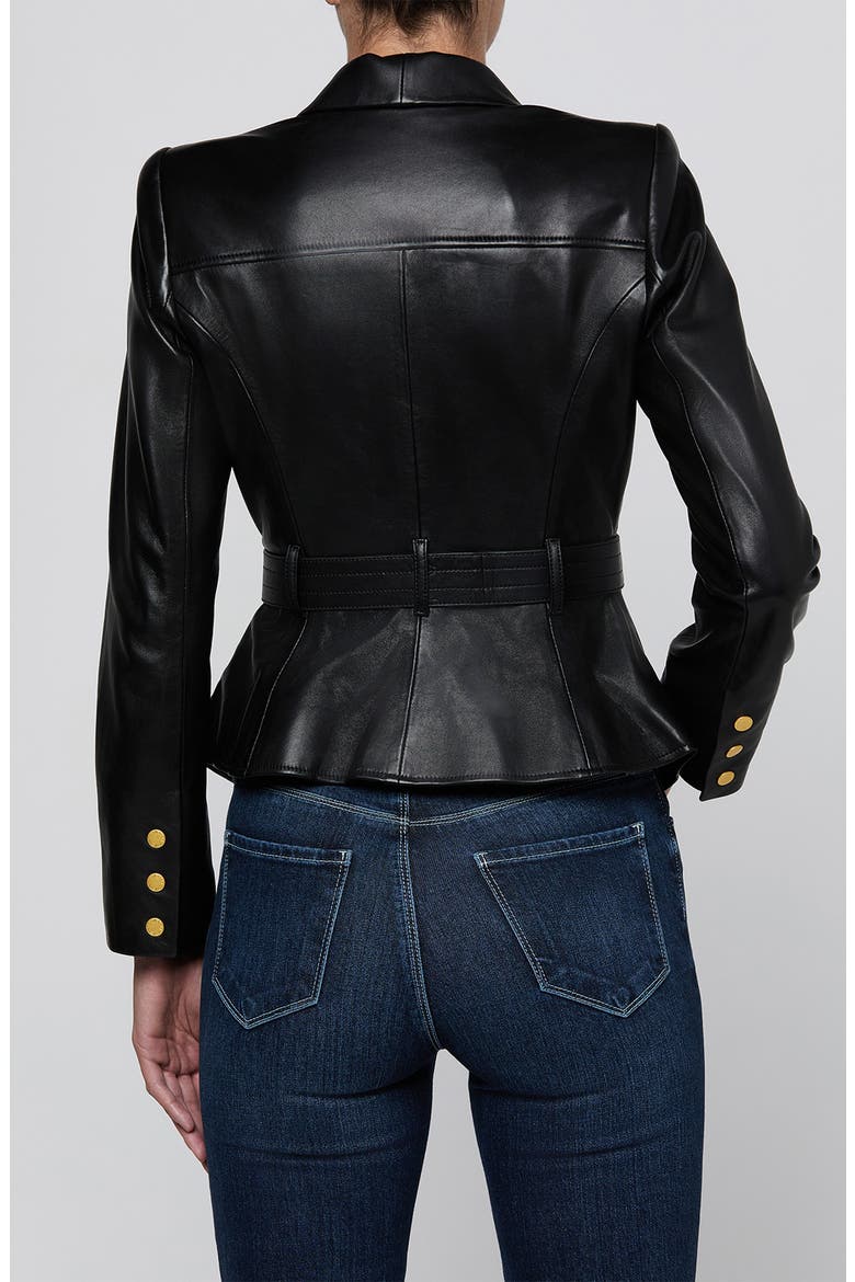 Wisteria Cargo Pocket Leather Blazer, Alternate, color, BLACK
