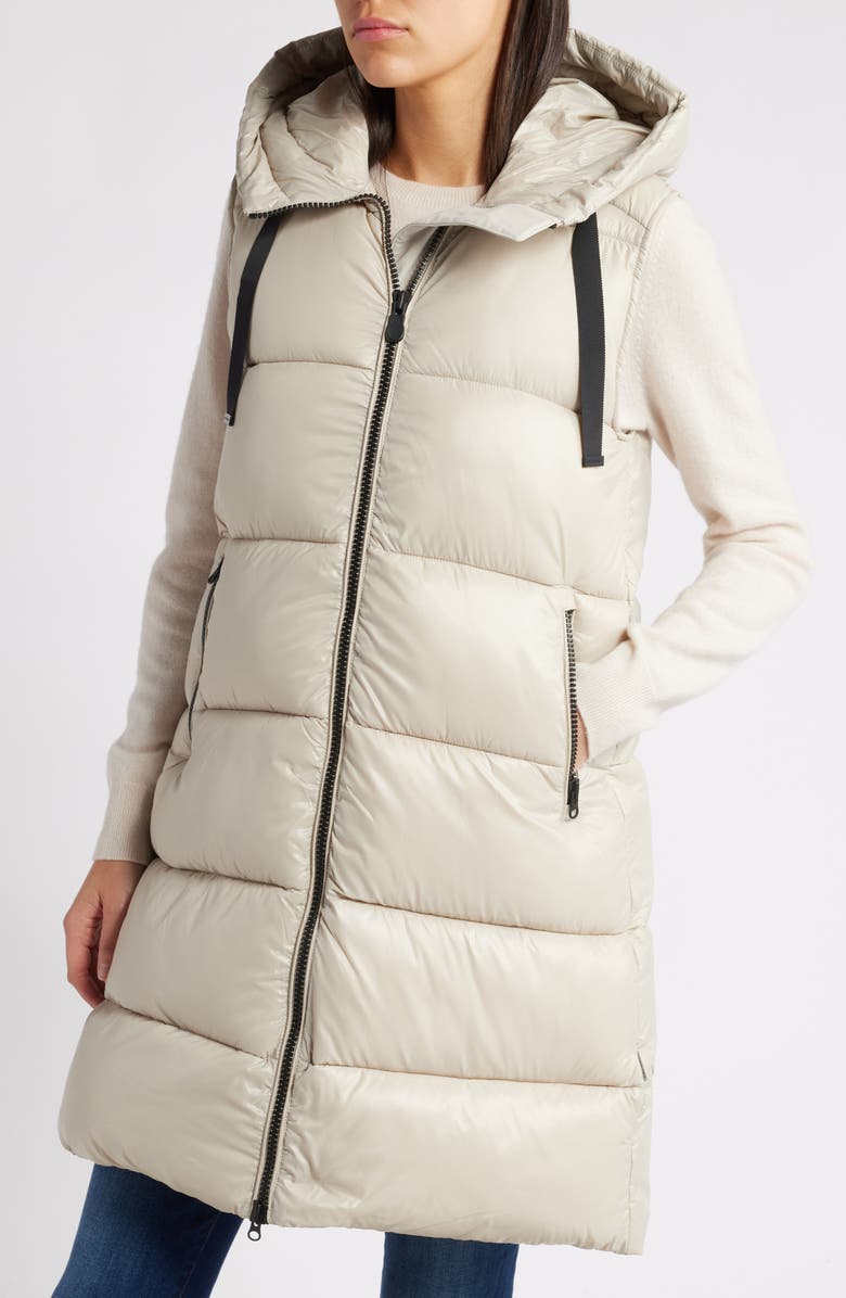 Save The Duck Iria Quilted Nylon Hooded Longline Vest, Main, color, 