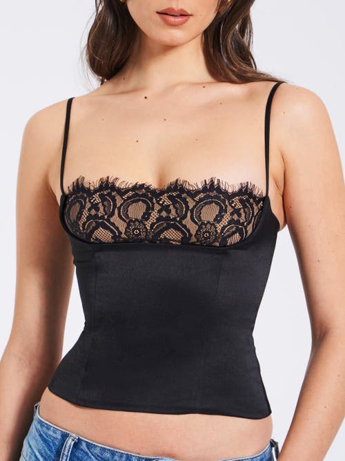 Miss Circle Padma Satin Lace Bustier Corset Top In Black