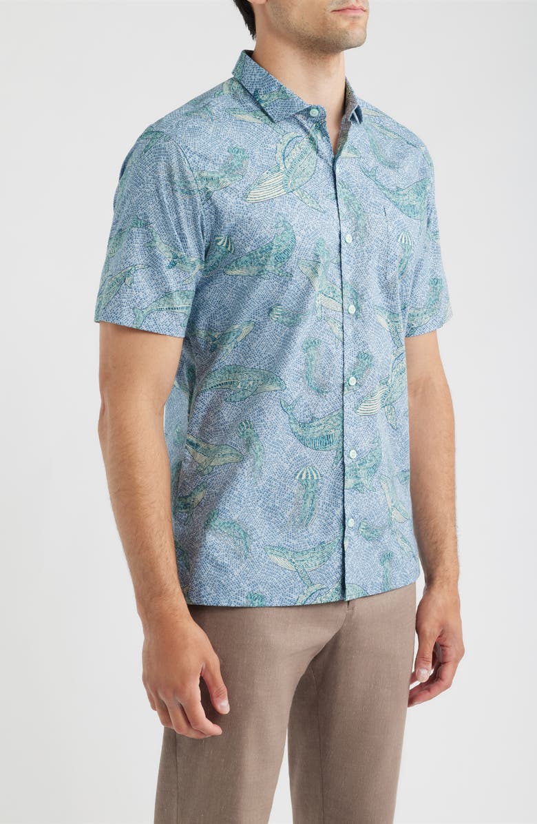 Tori Richard Marine Mosaic Button Down Shirt, Alternate, color, Seaspray