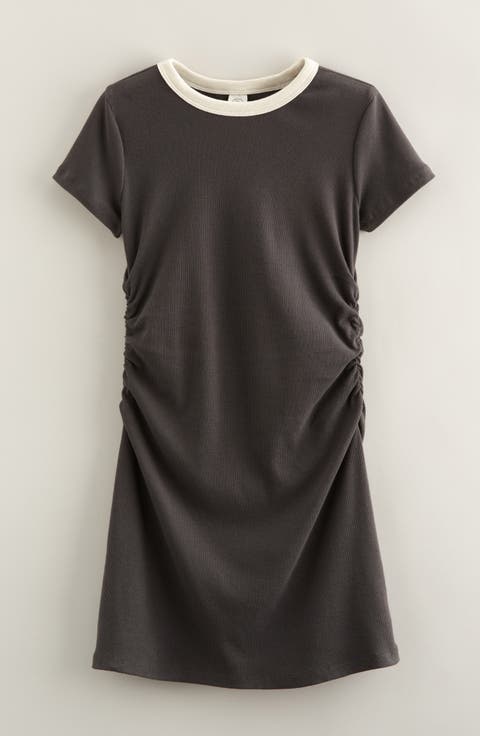 Kids' Ruched Ringer T-Shirt Dress (Big Kid)