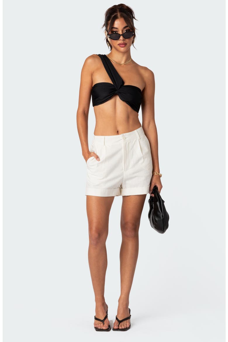 Adaline Roll Cuff High Waist Shorts, Alternate, color, CREAM