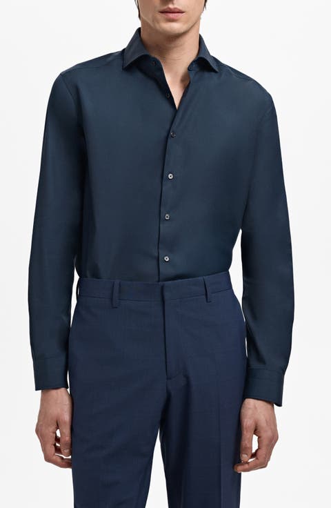 Slim Fit Cotton Poplin Button-Up Shirt