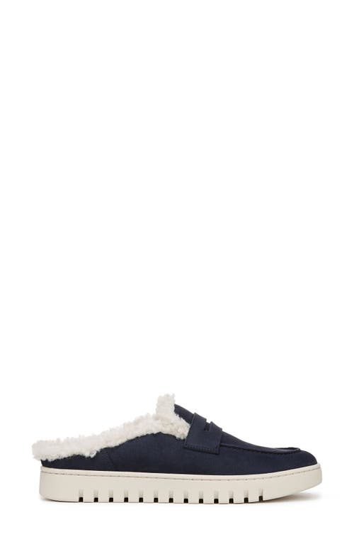 Vionic Uptown Faux Shearling Mule In Peacoat