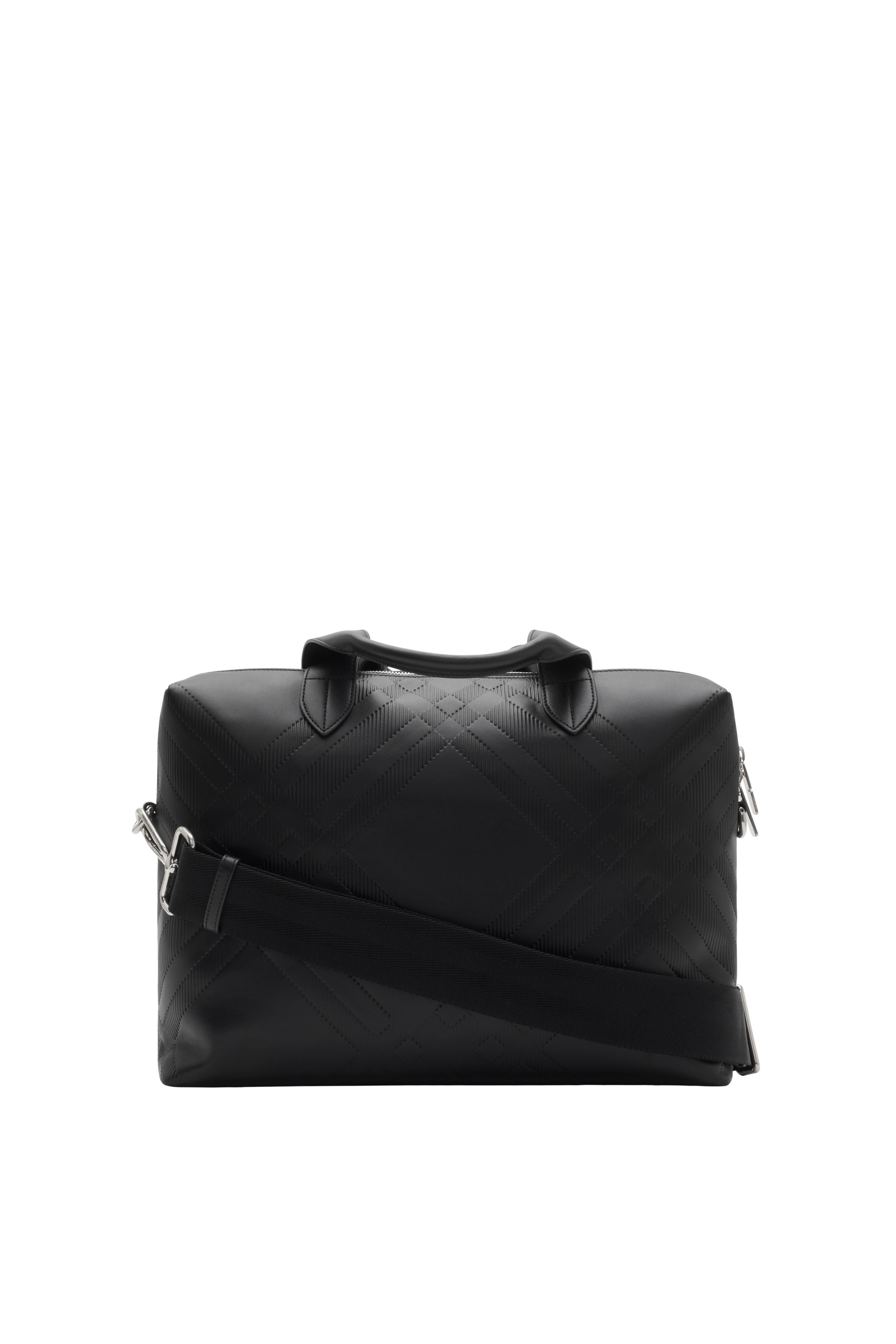 Burberry Embossed Check Briefcase, Alternate, color, Black