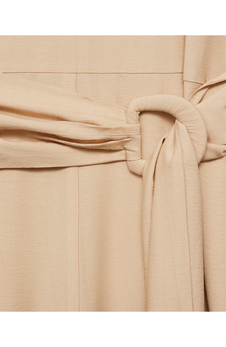 MANGO Belted Wide Leg Jumpsuit, Alternate, color, Ecru