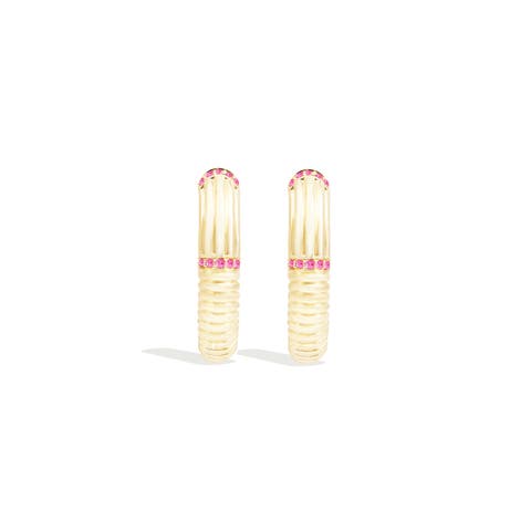 Found Ribbed Oval Hoop Earring