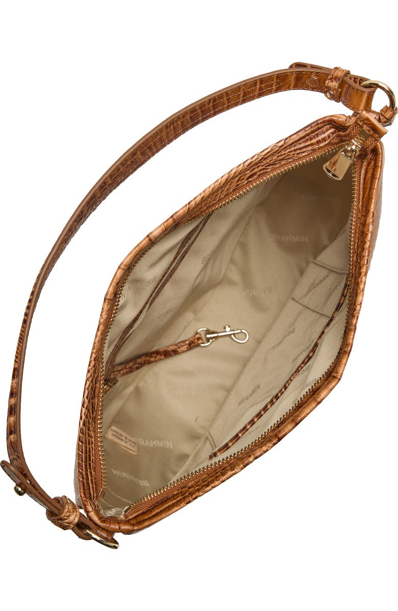 Brahmin Small Kathleen Croc Embossed Leather Shoulder Bag, Alternate, color, Cinnamon