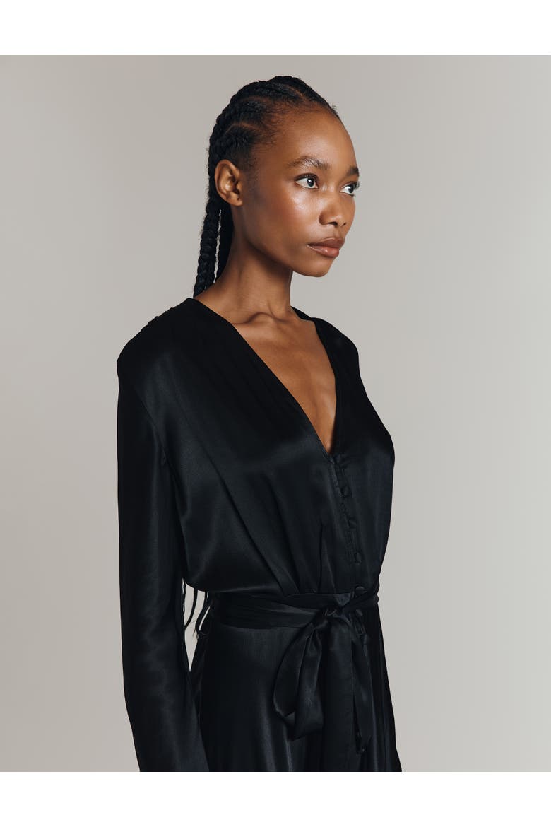 Meryl Satin Midi Dress, Alternate, color, Black