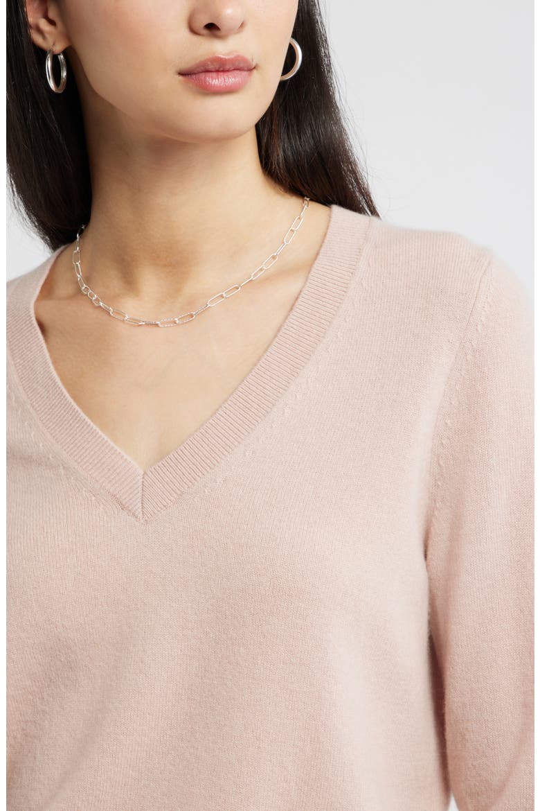 V-Neck Cashmere Sweater, Alternate, color, PINK ADOBE