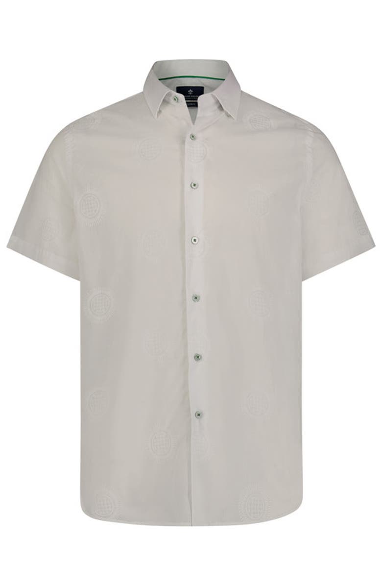 Luchiano Visconti Circle Print Short Sleeve Shirt, Main, color, White
