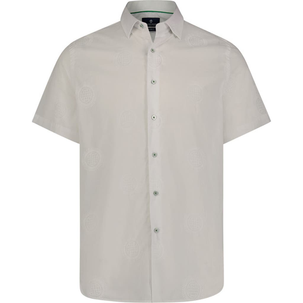 Luchiano Visconti Circle Print Short Sleeve Shirt In White