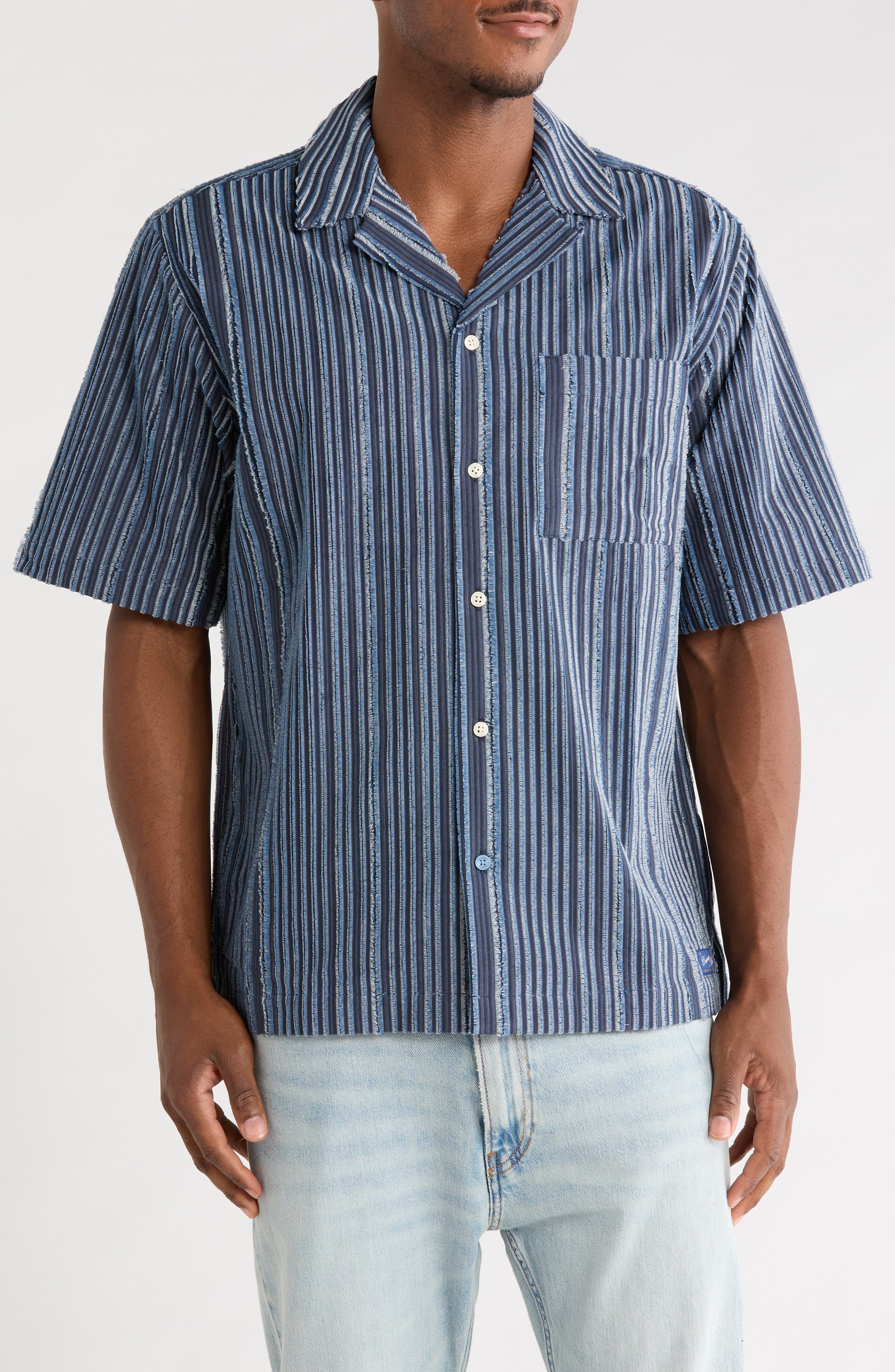 Relaxed Fit Textured Camp Shirt