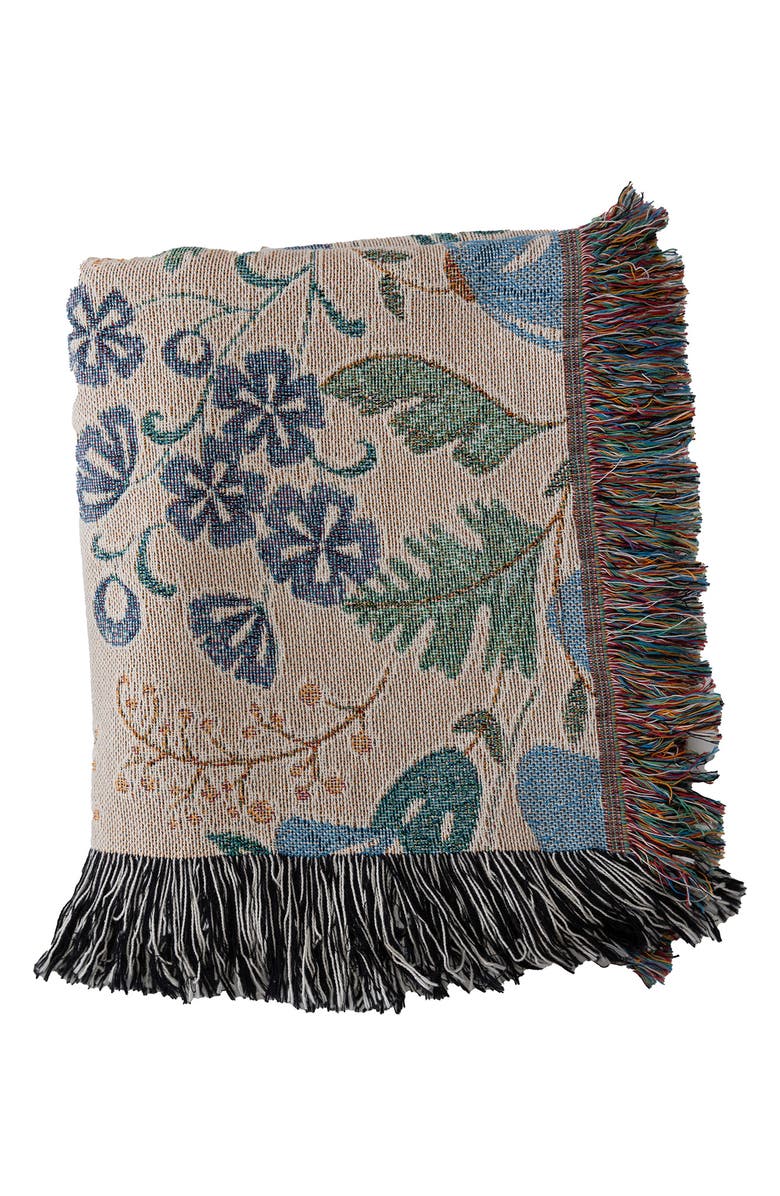 Deny Designs Pimlada Phuapradit Winter Garden Fringe Throw Blanket, Alternate, color, Beige