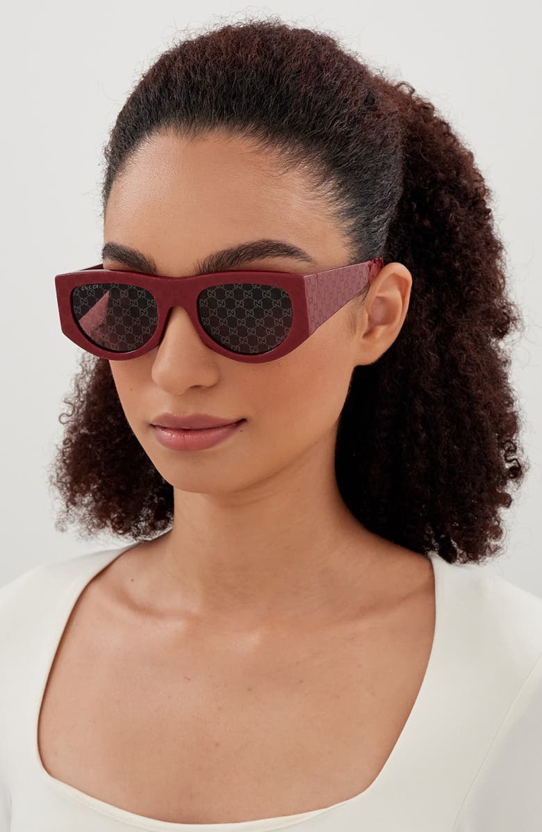 Gucci 53mm Rectangular Logo Sunglasses, Alternate, color,