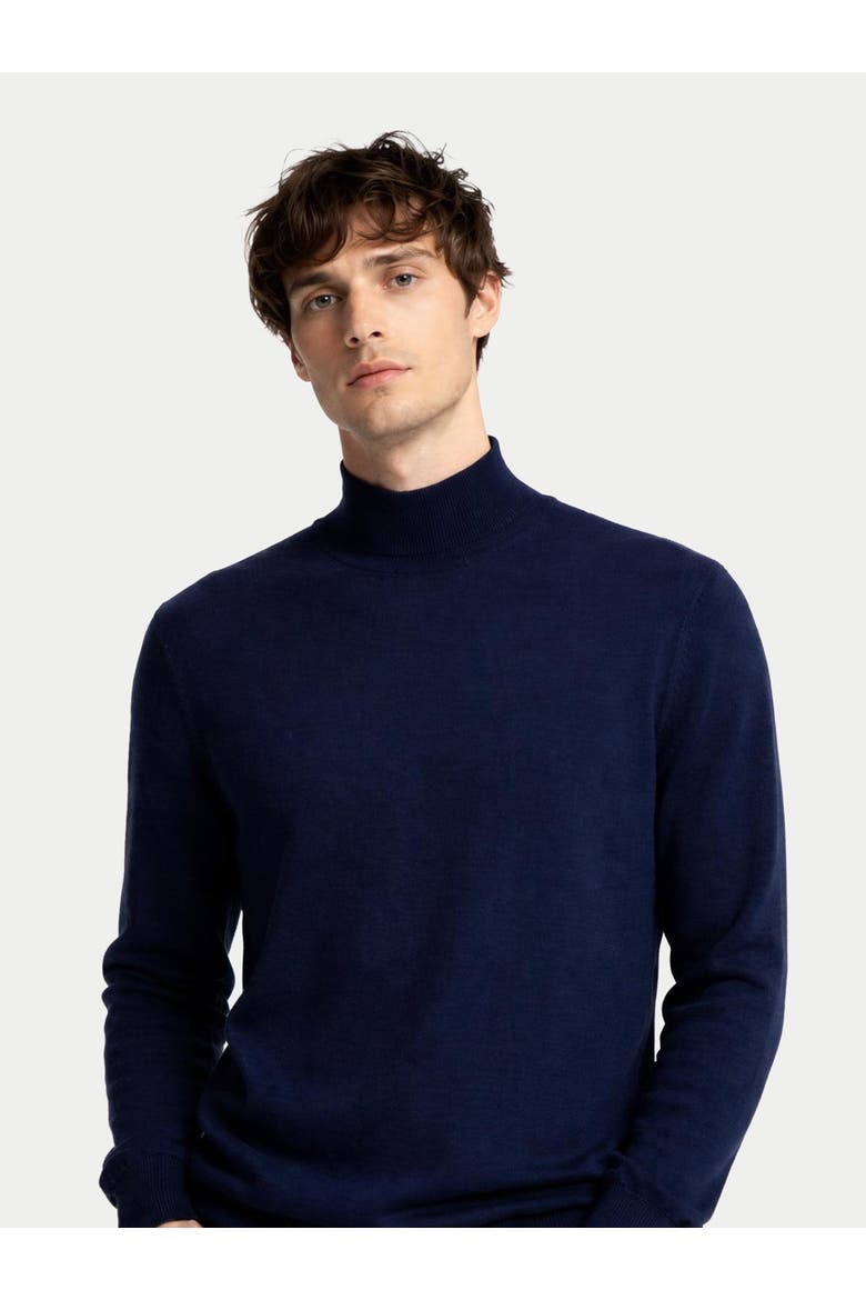 Men Cashmere Silk High Neck Sweater, Alternate, color, mood indigo