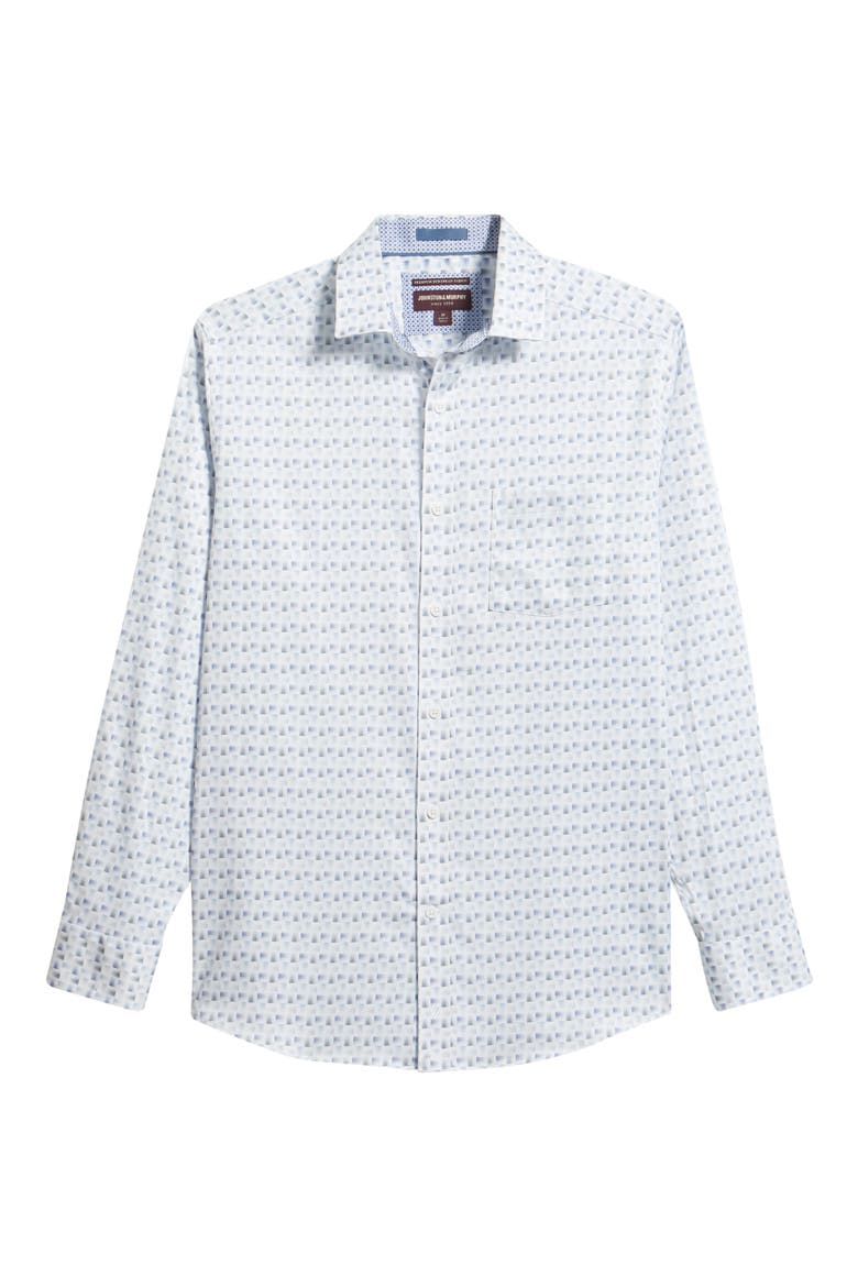 Logan Print Button-Up Shirt, Alternate, color, WHITE/ GRAY SHADOW BOX