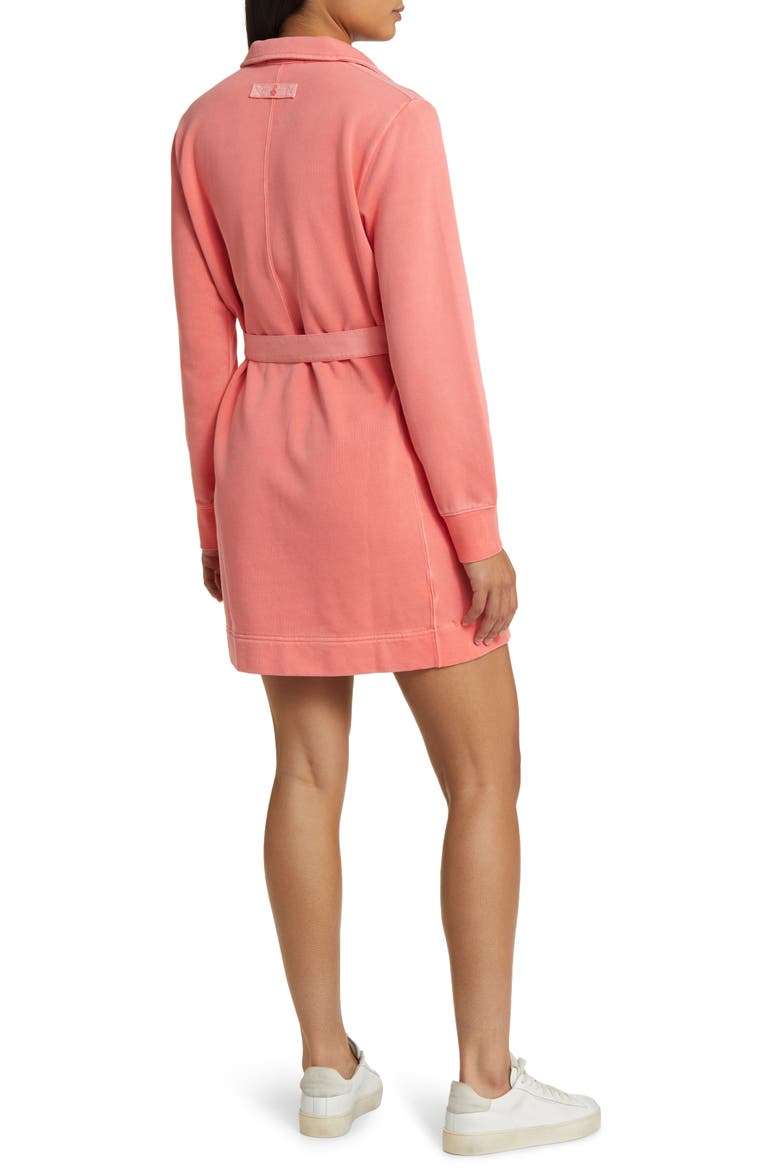 Sunray Cove Long Sleeve Tie Waist Cotton Minidress, Alternate, color, PURE CORAL