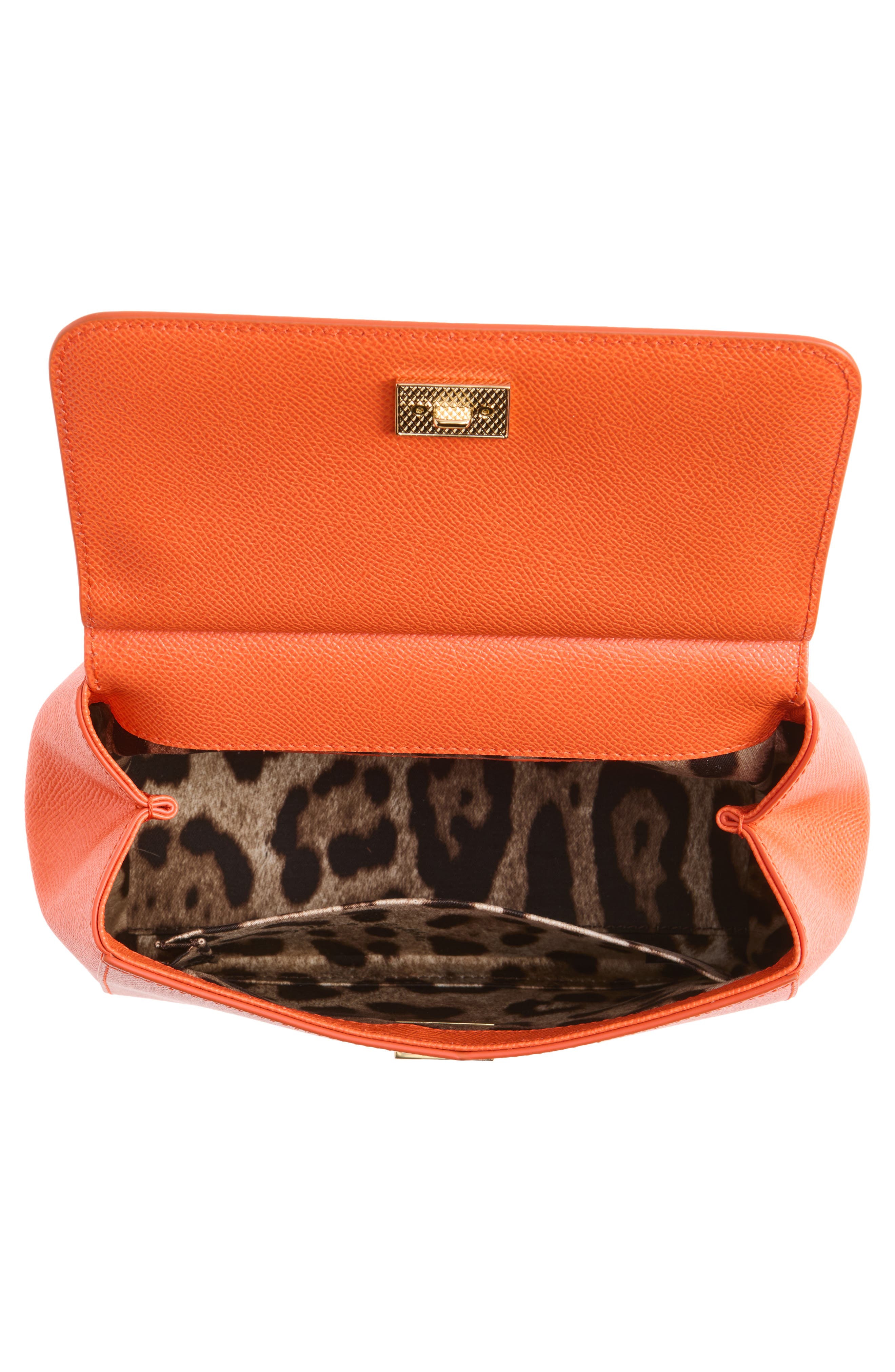 Medium Sicily Leather Top Handle Bag, Alternate, color, 81166 ORANGE