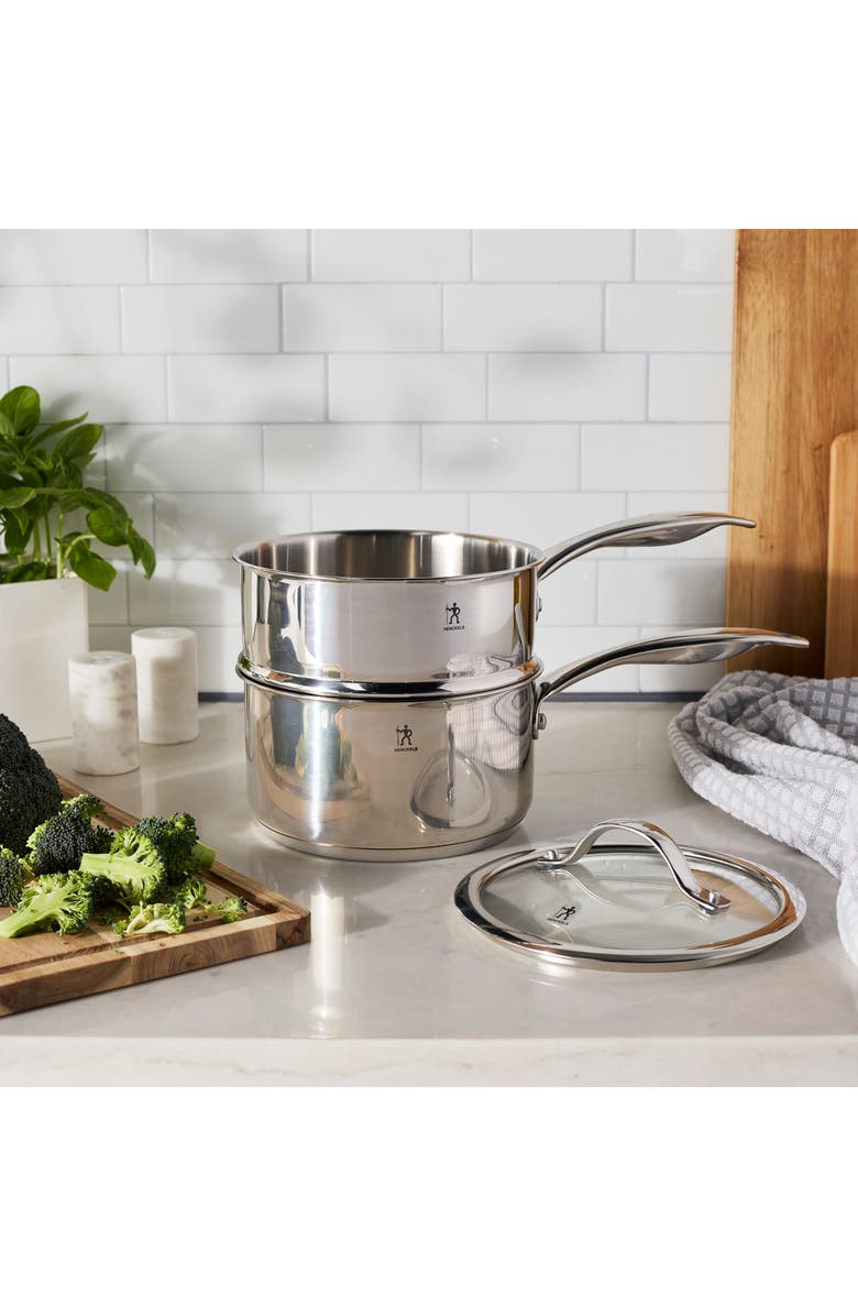 HENCKELS CUTLERY Aragon 2.5-Quart Stainless Steel Steamer & Sauce Pan with Lid, Alternate, color, Silver