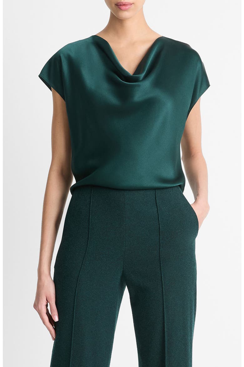 Cowl Neck Silk Blouse, Main, color, JUNIPER