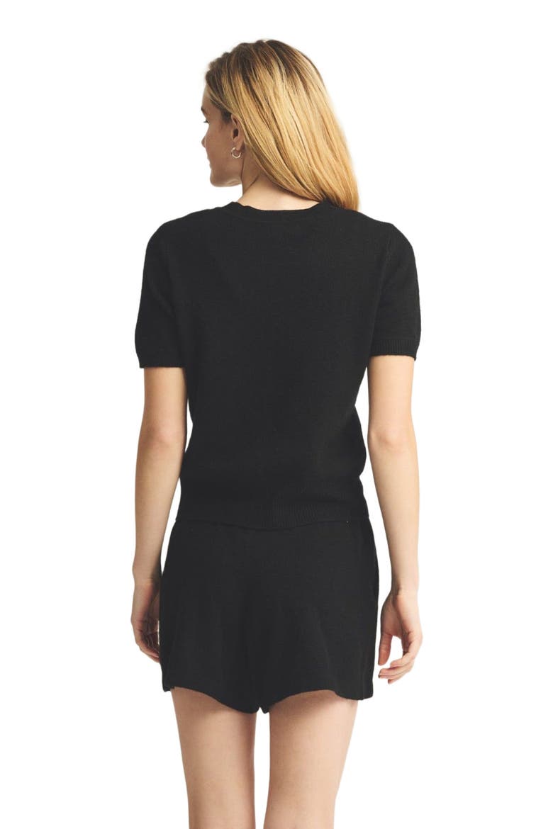 Lightweight Cashmere Short Sleeve Sweater, Alternate, color, Black
