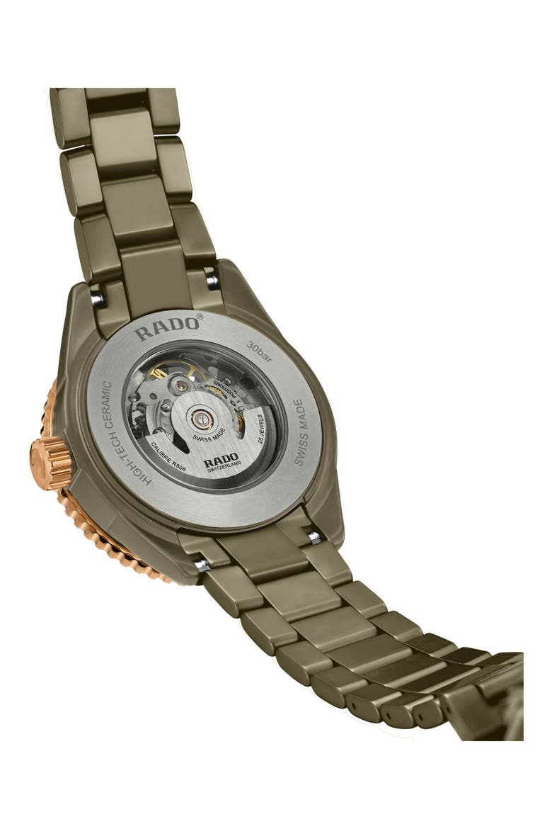 Captain Cook High Tech Ceramic Bracelet Watch, 43mm, Alternate, color, GREEN