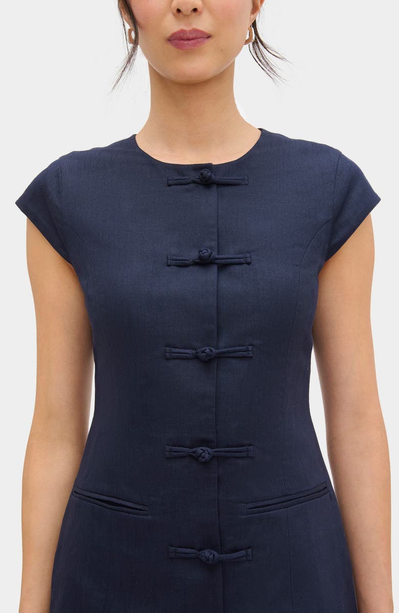 ALIGNE Jennie Cap Sleeve Cotton & Linen Minidress, Alternate, color, Navy