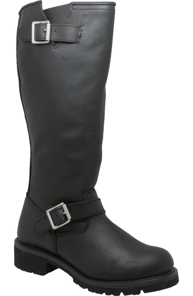 RideTecs 16" Engineer Zipper Biker Boot, Main, color, Black