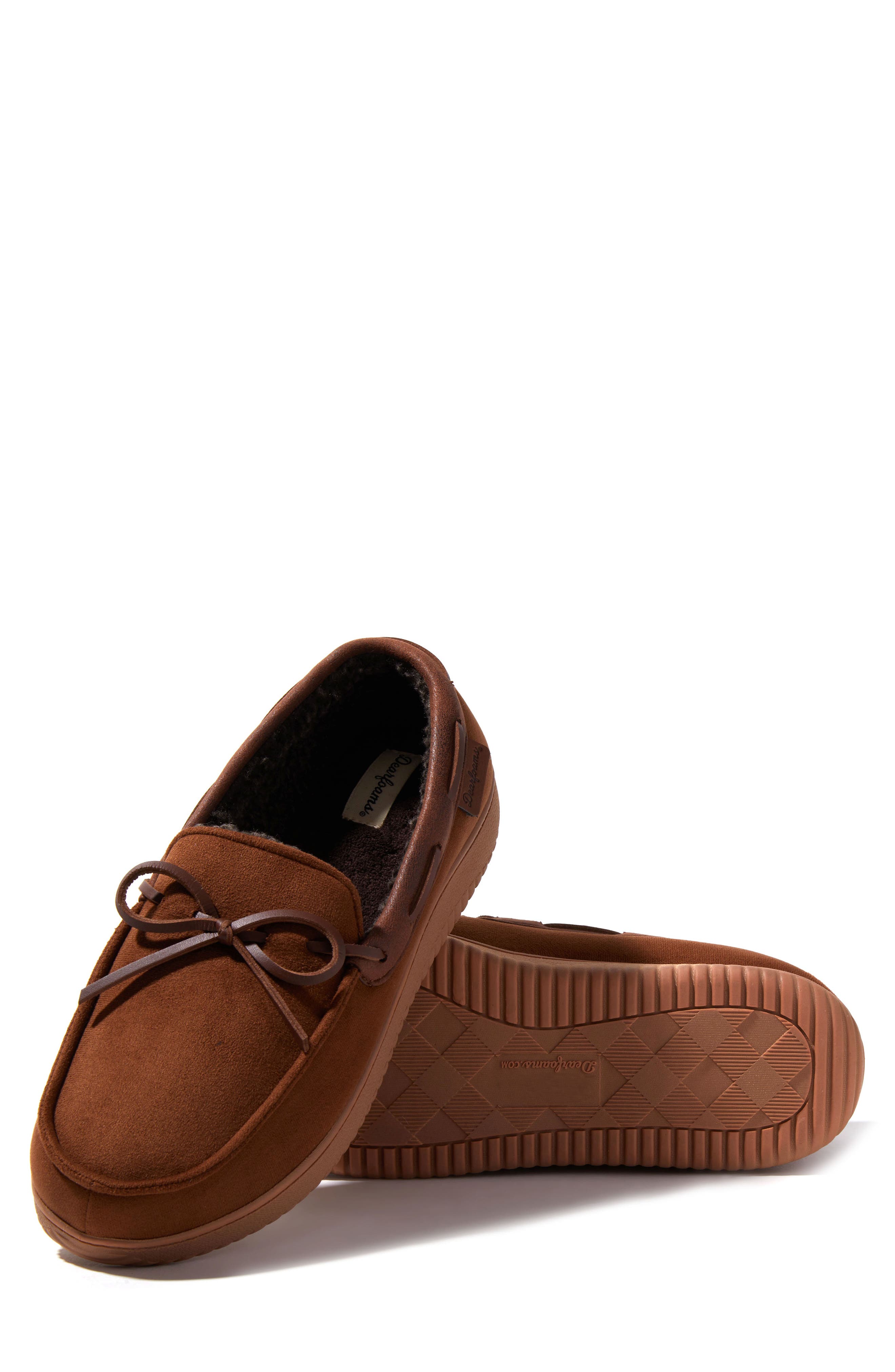 Pierce Faux Shearling Moccasin Slipper, Alternate, color, CHESTNUT